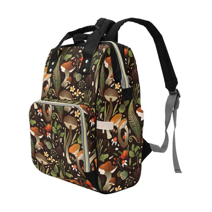 Enchanted Forest Mushroom Diaper Bag, Whimsical Botanical Backpack, Cottagecore Baby Travel Bag