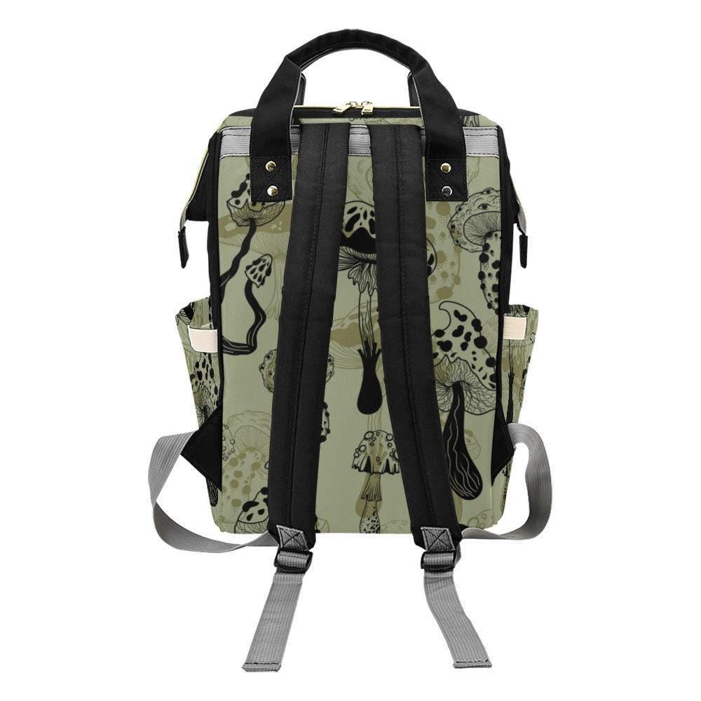 Mushroom Diaper Backpack, Woodland Baby Travel Bag, Sage Green Mom Bag