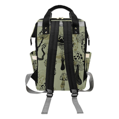 Mushroom Diaper Backpack, Woodland Baby Travel Bag, Sage Green Mom Bag