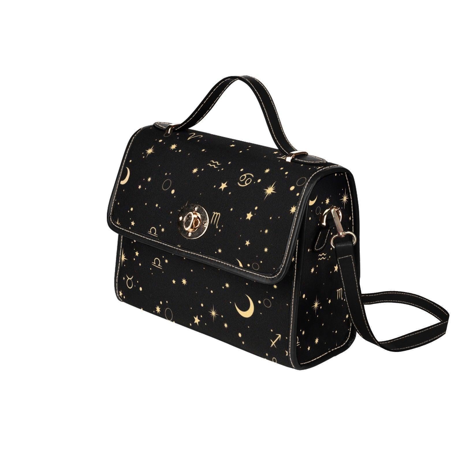 Zodiac Constellation Purse – Gold Astrology Symbols & Stars Pattern