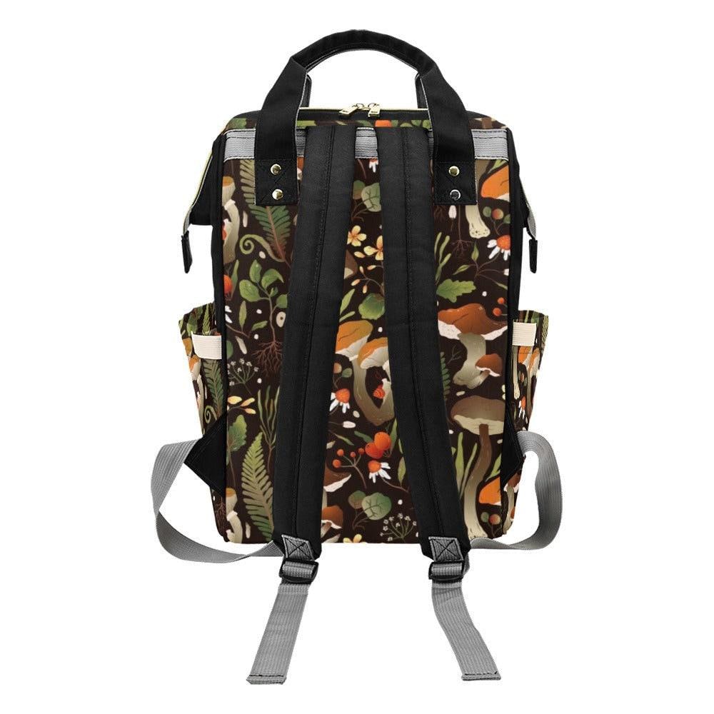 Enchanted Forest Mushroom Diaper Bag, Whimsical Botanical Backpack, Cottagecore Baby Travel Bag