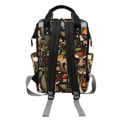 Enchanted Forest Mushroom Diaper Bag, Whimsical Botanical Backpack, Cottagecore Baby Travel Bag