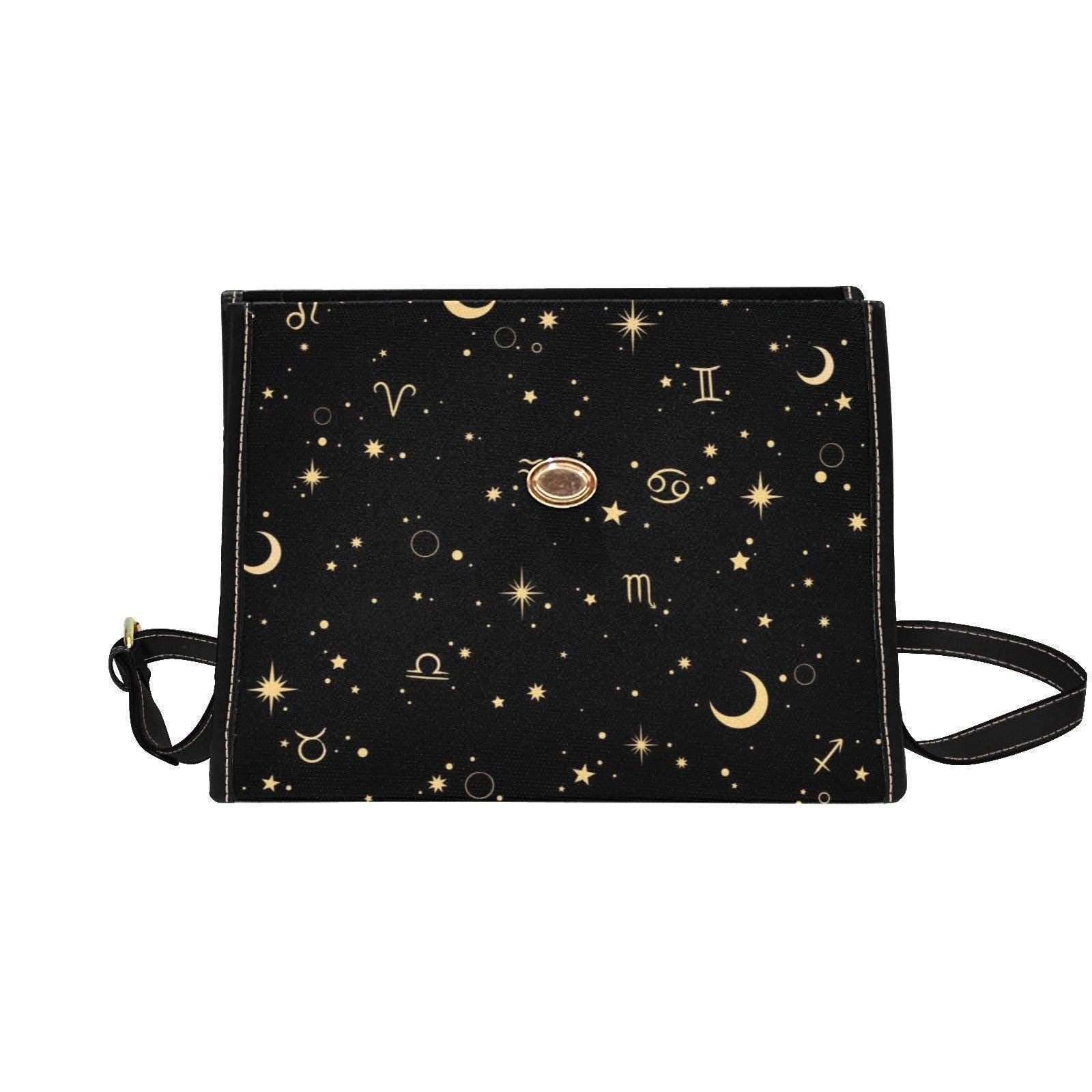 Zodiac Constellation Purse – Gold Astrology Symbols & Stars Pattern