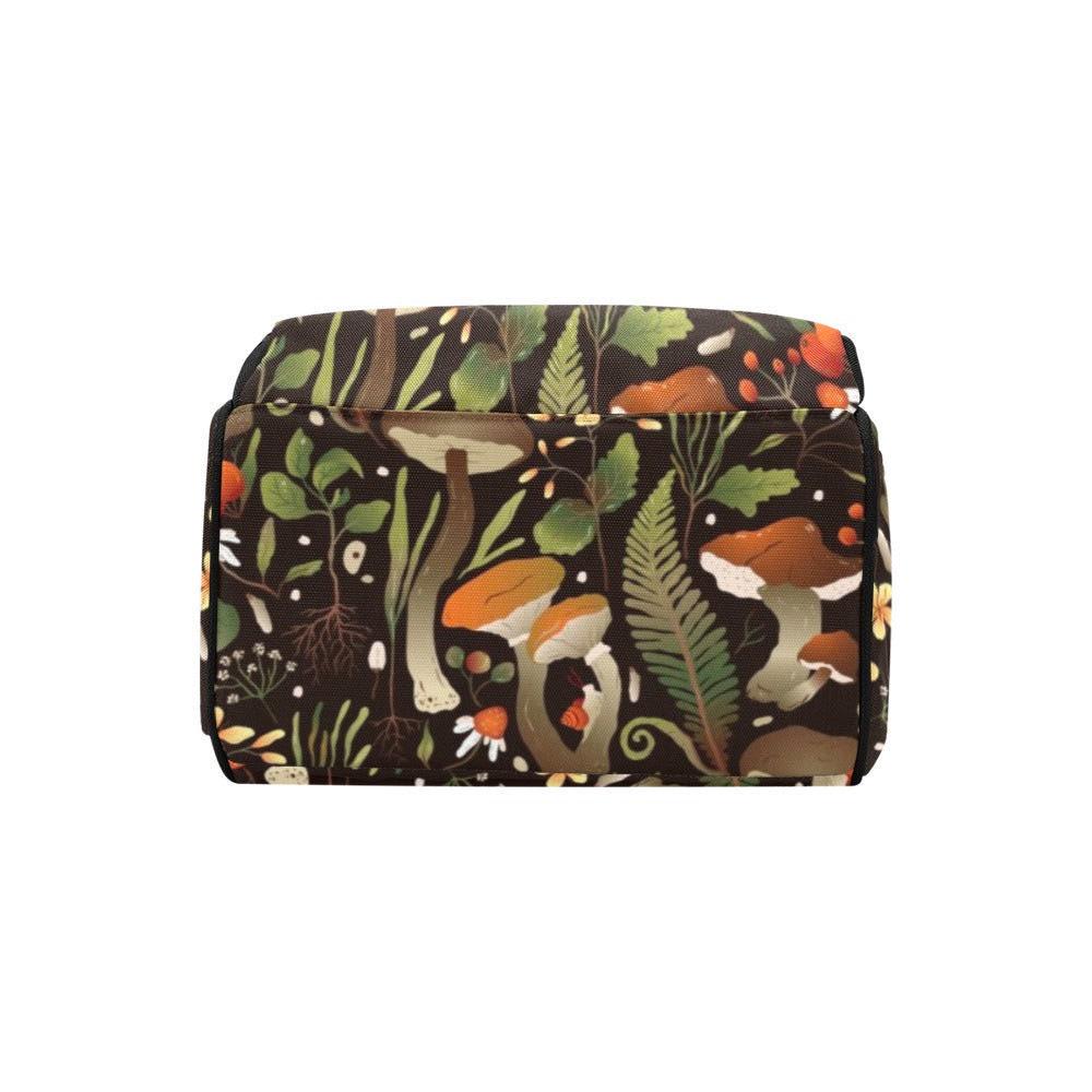 Enchanted Forest Mushroom Diaper Bag, Whimsical Botanical Backpack, Cottagecore Baby Travel Bag