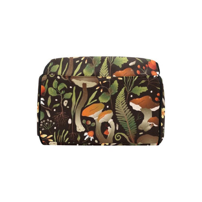 Enchanted Forest Mushroom Diaper Bag, Whimsical Botanical Backpack, Cottagecore Baby Travel Bag