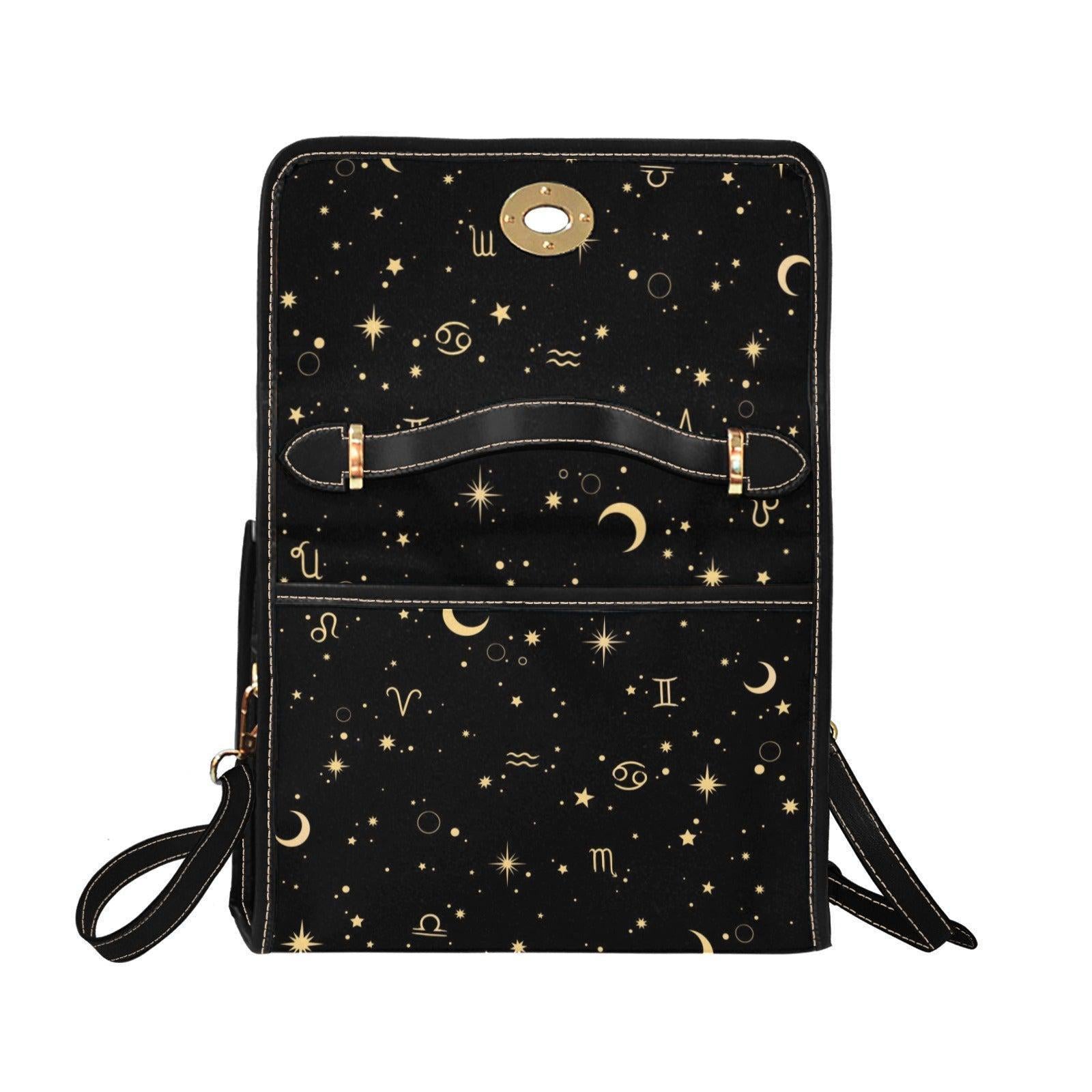 Zodiac Constellation Purse – Gold Astrology Symbols & Stars Pattern