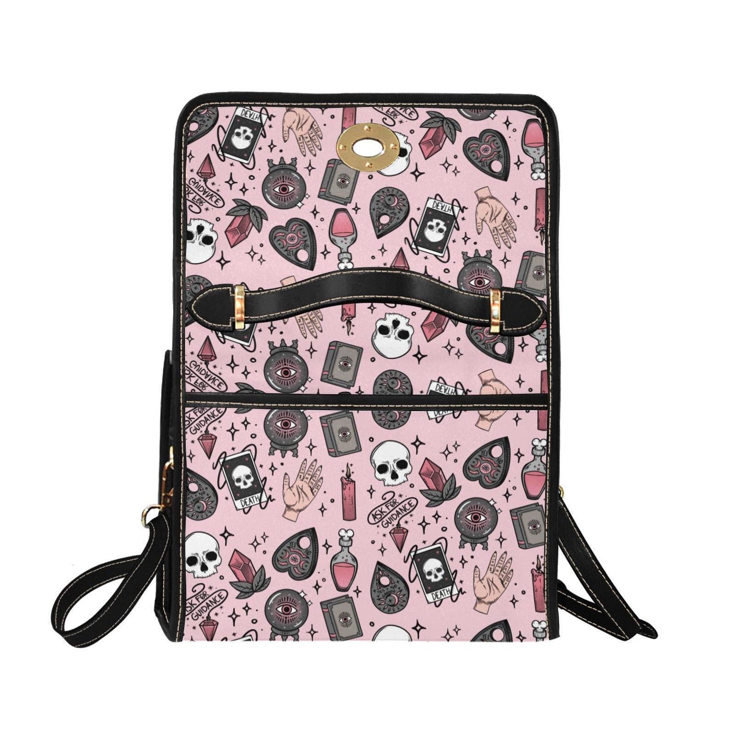 Pink witch purse, spooky pastel handbag, structured kawaii satchel, pink occult crossbody bag, witchcore goth girl purse, cute aesthetic bag