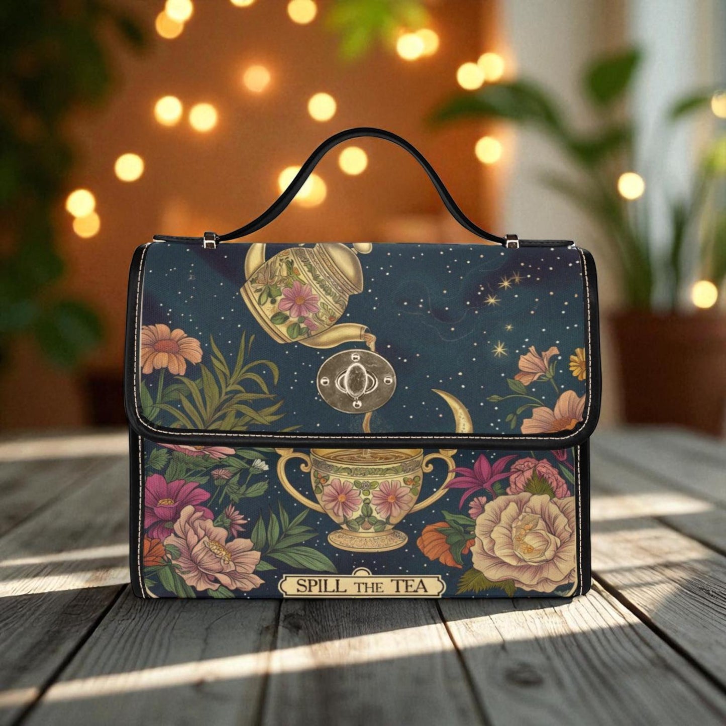 Whimsical Tea Party Purse – 'Spill the Tea' Teapot & Floral Print