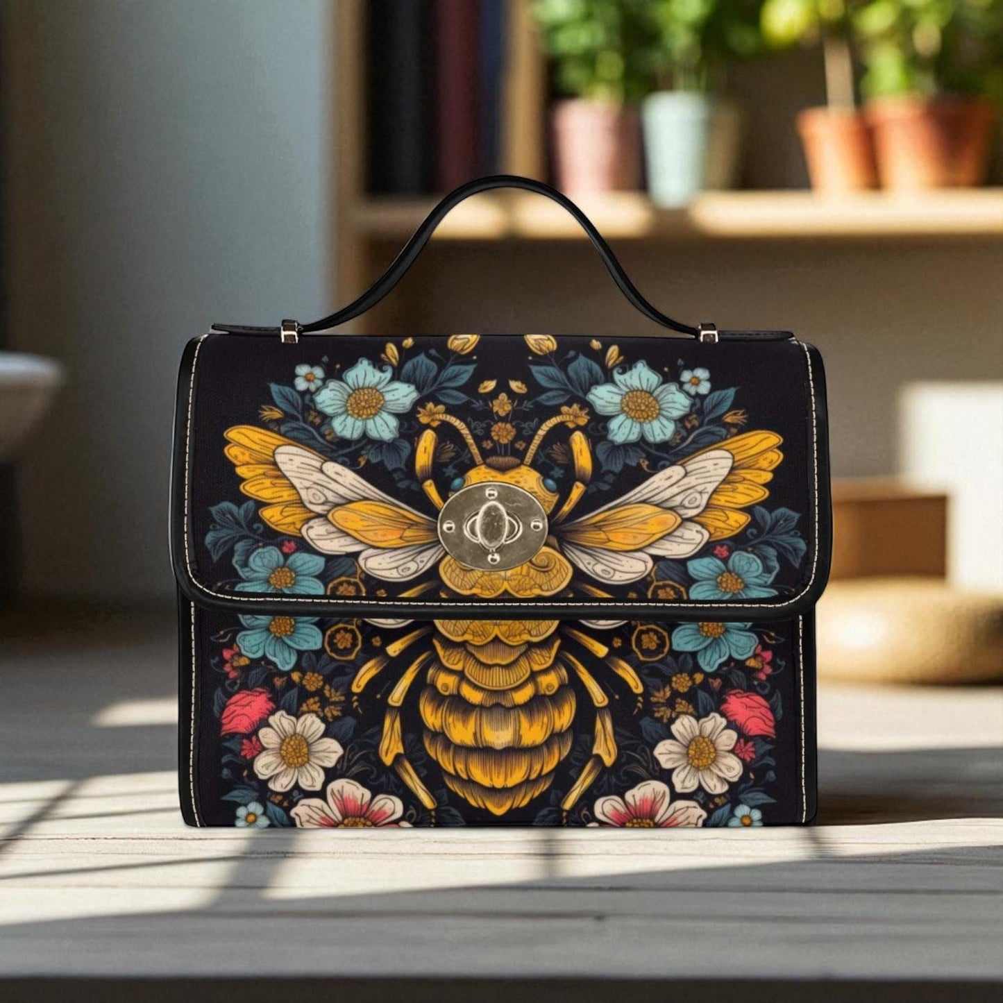 Bee and flower purse, floral fairycore crossbody, honeybee vintage satchel, cottagecore aesthetic handbag, nature lover bag,spring style bag