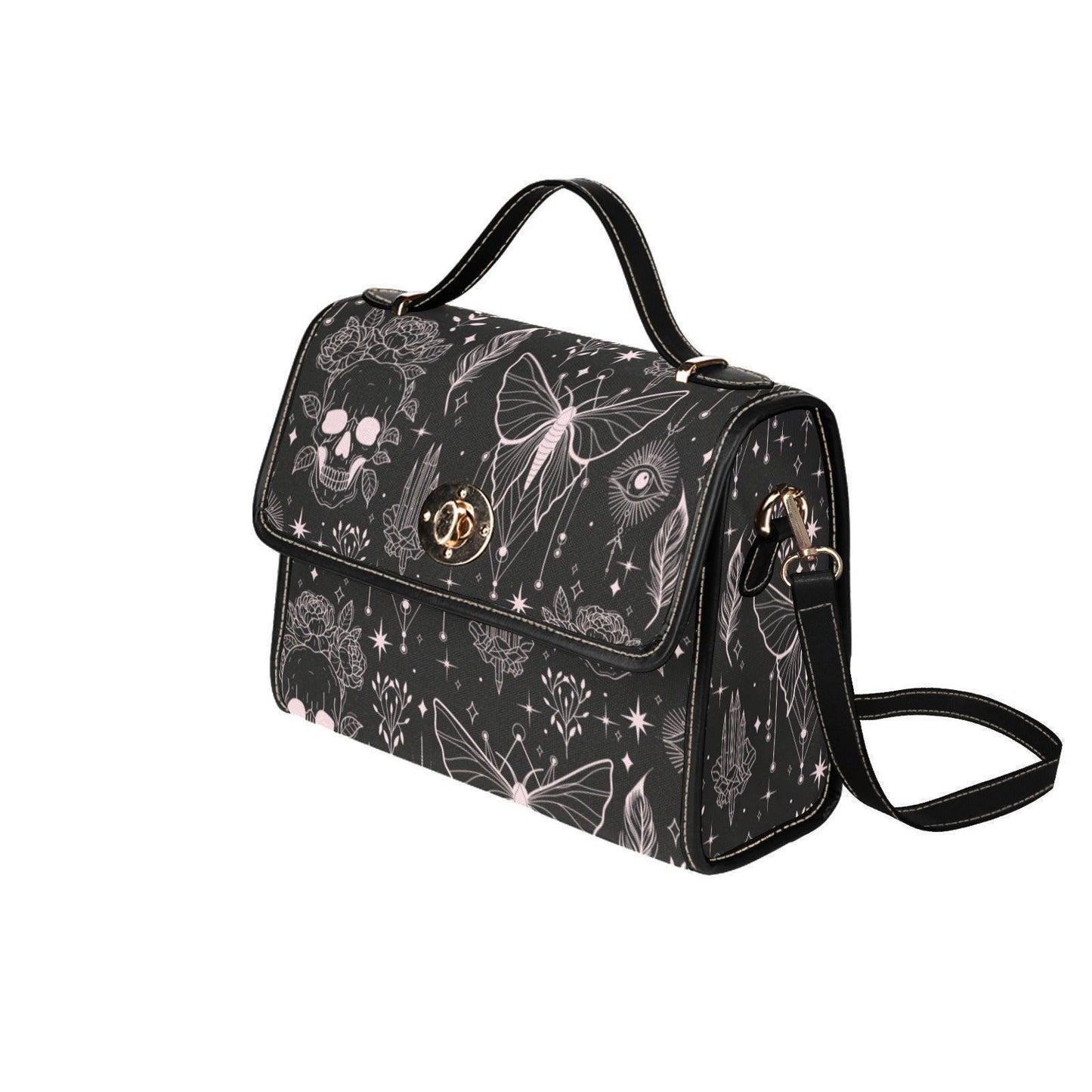 Gothic Moths & Skulls Purse – Mystical Crystals and Roses Design