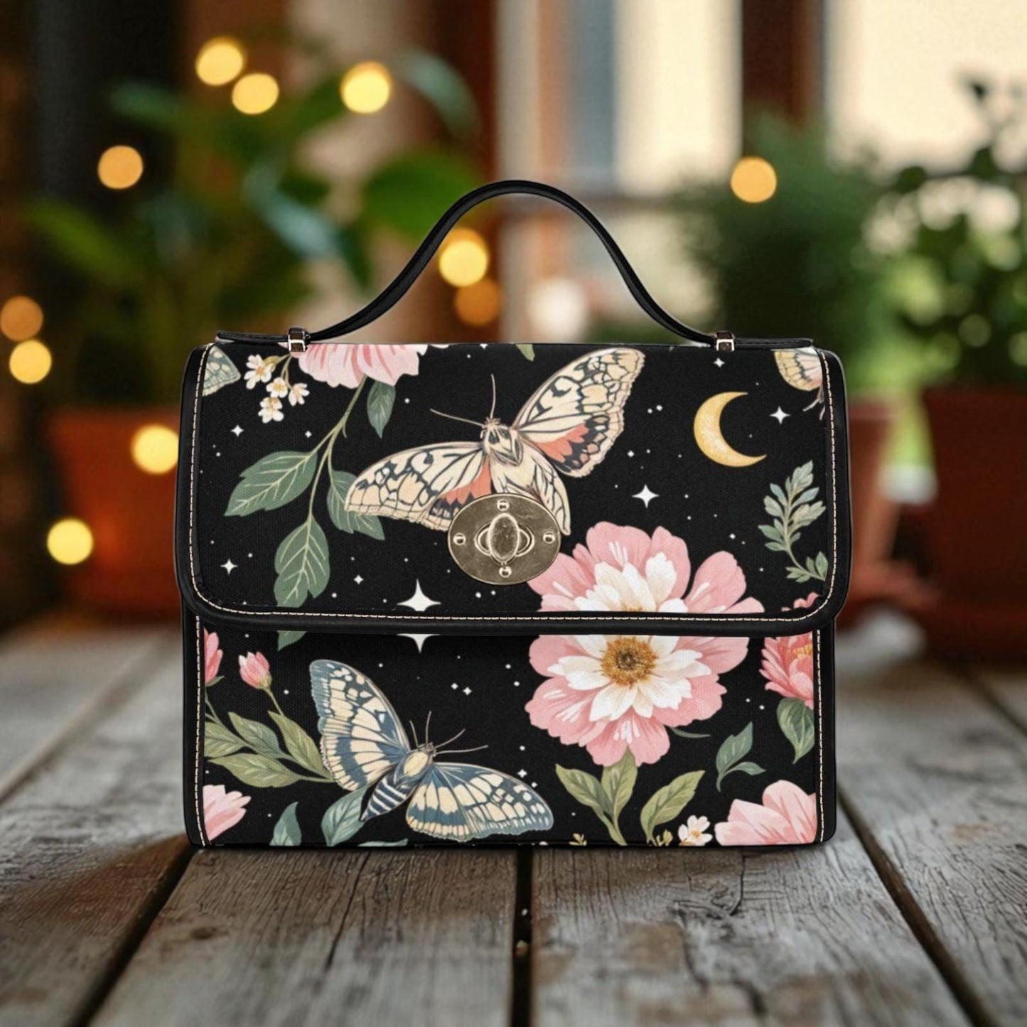 Moonlit Moth & Peony Purse – Whimsical Vintage-Inspired Gift for Her