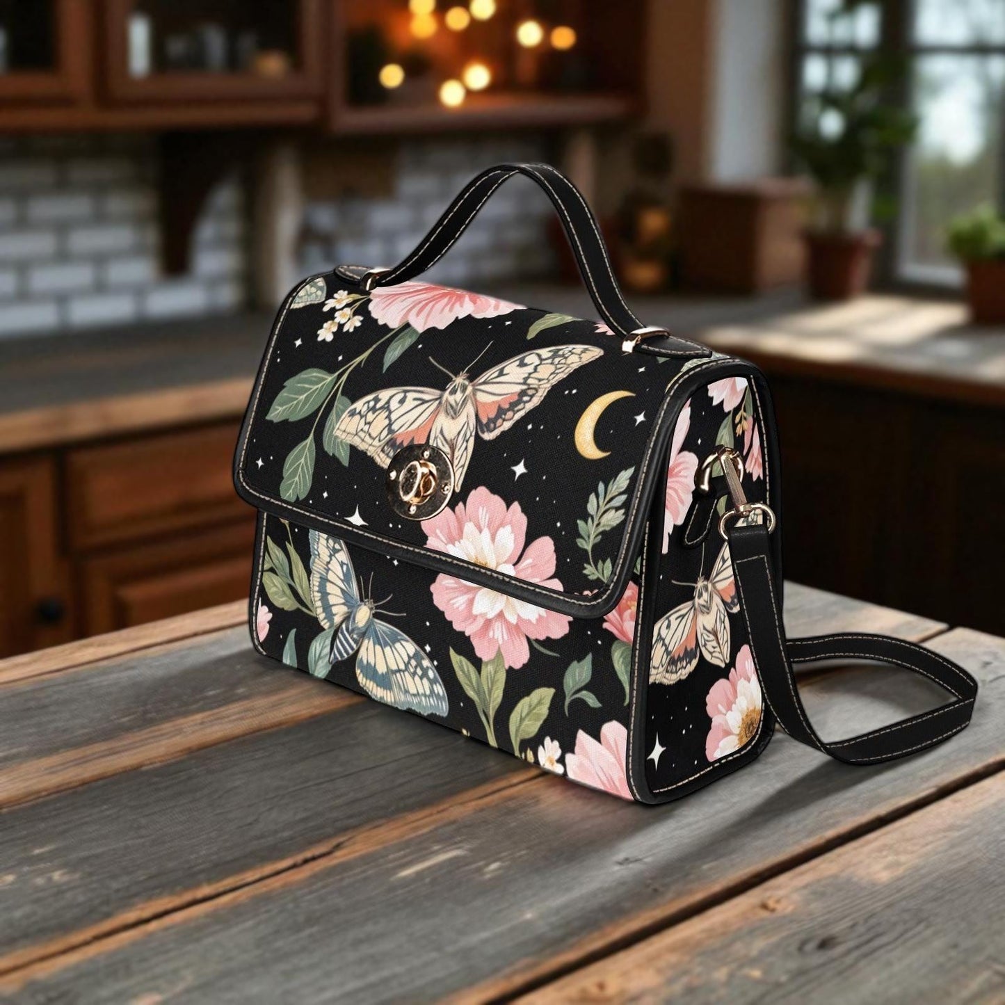 Moonlit Moth & Peony Purse – Whimsical Vintage-Inspired Gift for Her