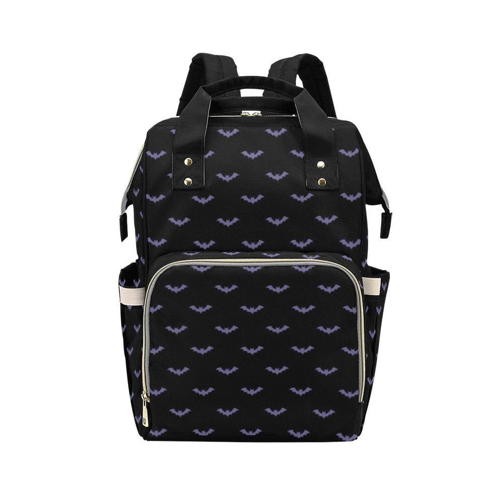 Gothic Bat Print Backpack, Witchy Diaper Organizer, Spooky Fairycore Bag, Vintage Goth Accessory
