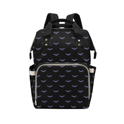 Gothic Bat Print Backpack, Witchy Diaper Organizer, Spooky Fairycore Bag, Vintage Goth Accessory