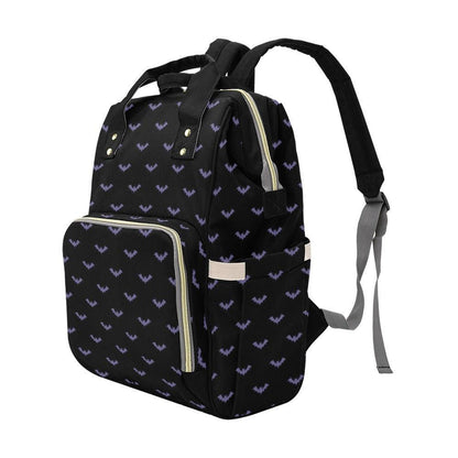 Gothic Bat Print Backpack, Witchy Diaper Organizer, Spooky Fairycore Bag, Vintage Goth Accessory