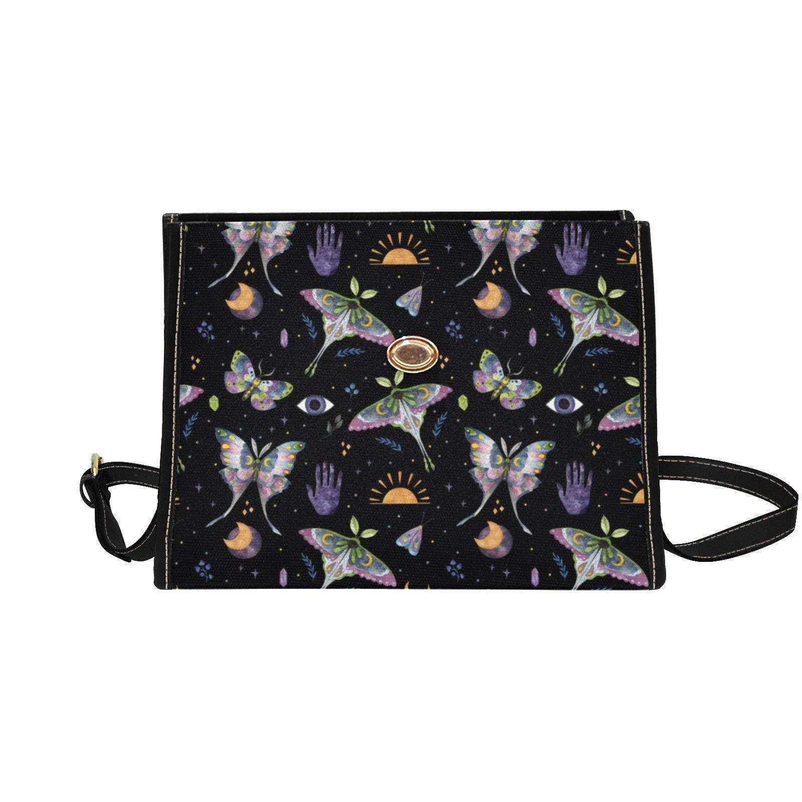 Galaxy Butterfly Print, Witchcore Fairy Purse, Cosmic Hand Motif Bag, Magic Eye Shoulder Bag, Celestial Wings Crossbody, Dreamy Space Purse