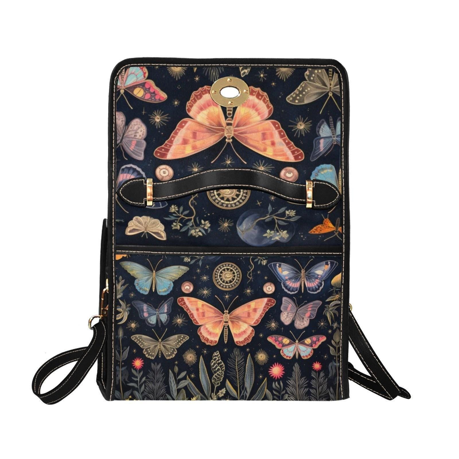 Enchanted Butterfly Garden, Fairycore Floral Print, Whimsical Crossbody Bag, Cottagecore Accessory, Fantasy Purse Gift, Magical Forest Style