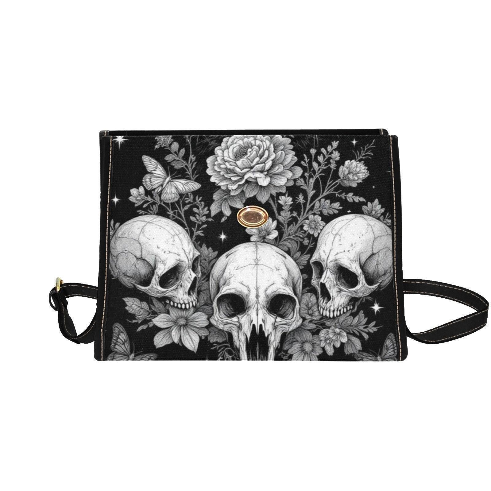 Occult Cat Skull Bag, Dark Witchy Crossbody Purse, Gothic Kitty Shoulder Tote