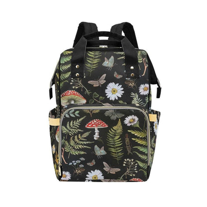 Woodland Diaper Bag Backpack, Mushroom Forest Baby Travel Pack, Botanical Nursery Organizer