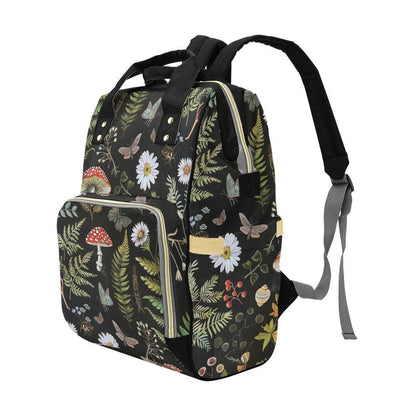 Woodland Diaper Bag Backpack, Mushroom Forest Baby Travel Pack, Botanical Nursery Organizer