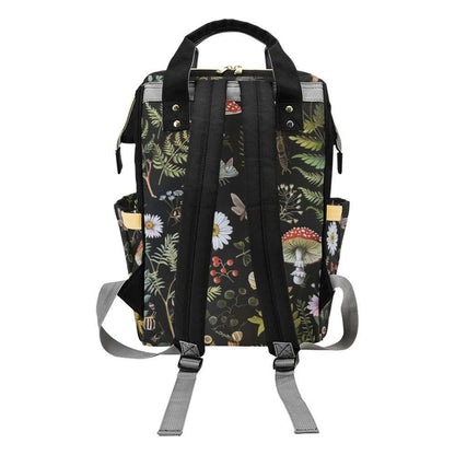 Woodland Diaper Bag Backpack, Mushroom Forest Baby Travel Pack, Botanical Nursery Organizer