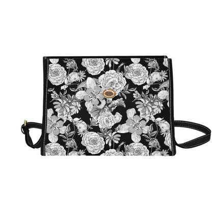 Gothic Rose Print Crossbody Purse, Dark Floral Handbag, Witchcore Fashion Satchel, Vintage Goth Accessory