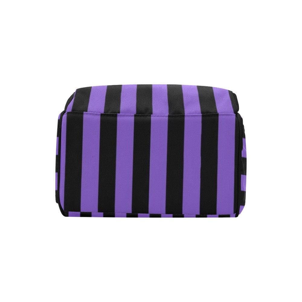 Purple Stripe Diaper Bag Backpack, Goth Mom Backpack, Baby Travel Bag
