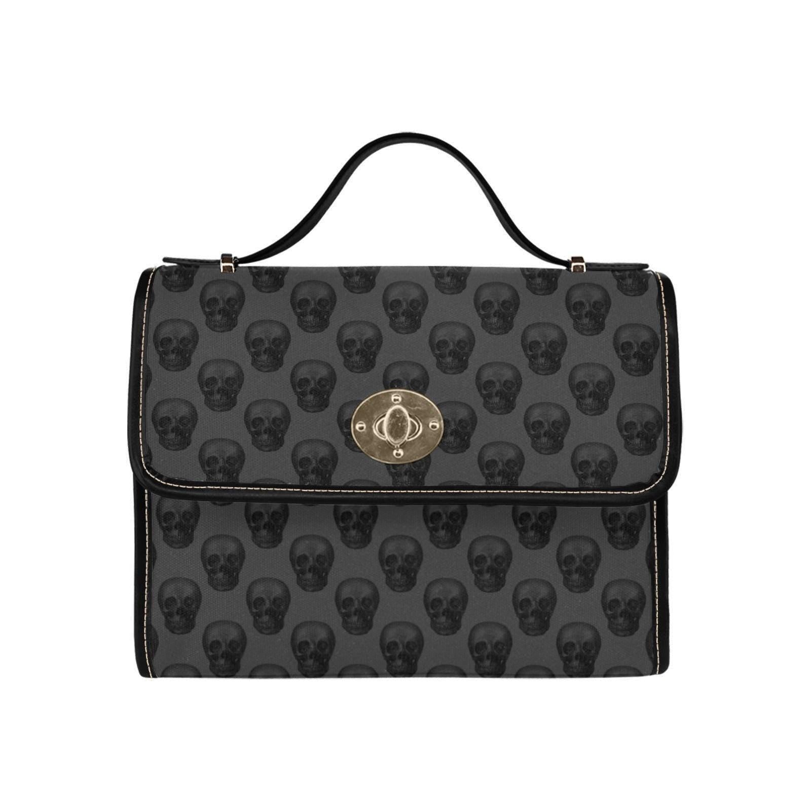 Gothic Skull Handbag, Dark Gray Satchel Purse, Crossbody Shoulder Bag