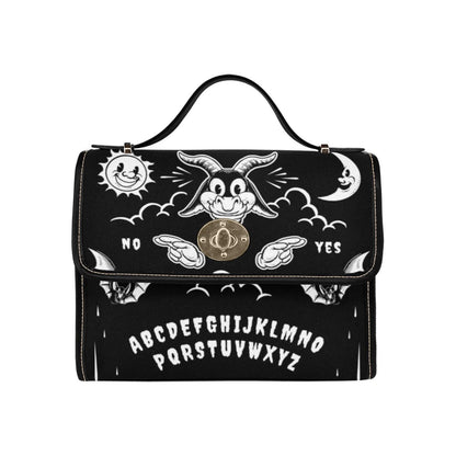 Dark Ouija Board Satchel Bag, Gothic Crossbody Purse, Vegan Leather Strap, Boho Hippie Gift
