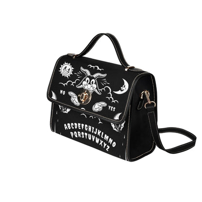 Dark Ouija Board Satchel Bag, Gothic Crossbody Purse, Vegan Leather Strap, Boho Hippie Gift