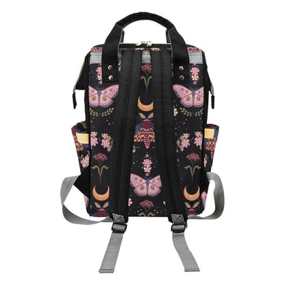 Moon Moth Diaper Backpack, Celestial Baby Bag, Boho Nursery Organizer