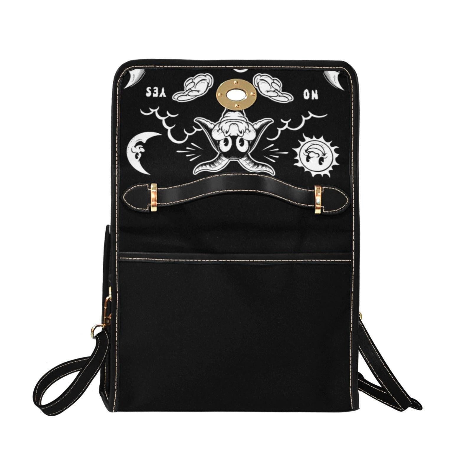 Dark Ouija Board Satchel Bag, Gothic Crossbody Purse, Vegan Leather Strap, Boho Hippie Gift