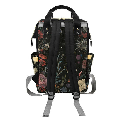 Floral Galaxy Diaper Backpack, Celestial Space Nursery Bag for Moms