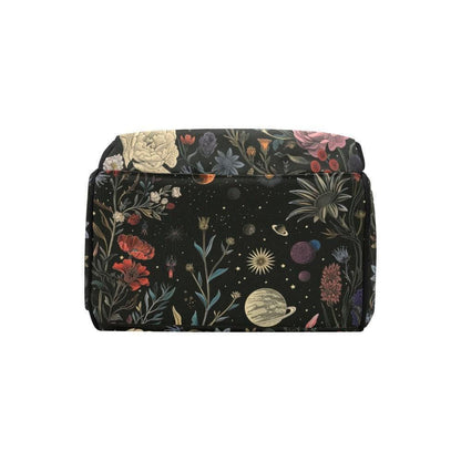 Floral Galaxy Diaper Backpack, Celestial Space Nursery Bag for Moms