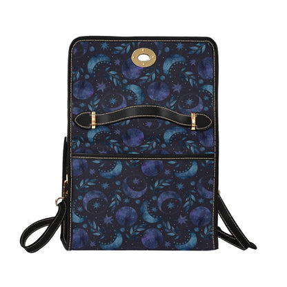 Blue Celestial Top Handle Bag, Moon Stars Purse, Night Sky Handbag