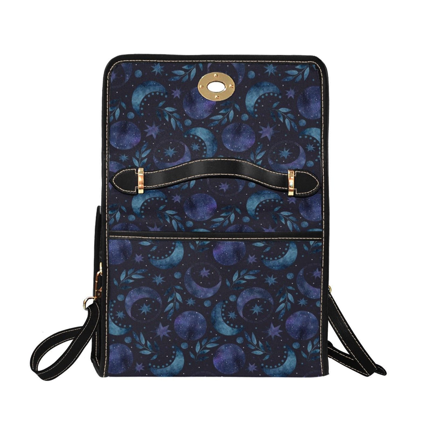 Blue Celestial Top Handle Bag, Moon Stars Purse, Night Sky Handbag, Cosmic Statement, Galaxy Moon Bag