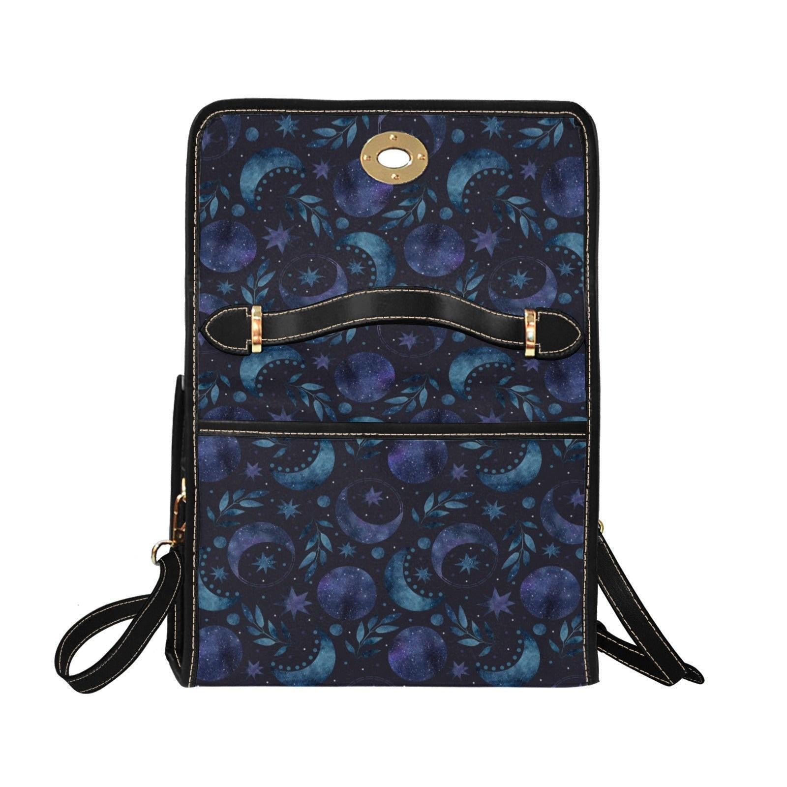 Blue Celestial Top Handle Bag, Moon Stars Purse, Night Sky Handbag, Cosmic Statement, Galaxy Moon Bag