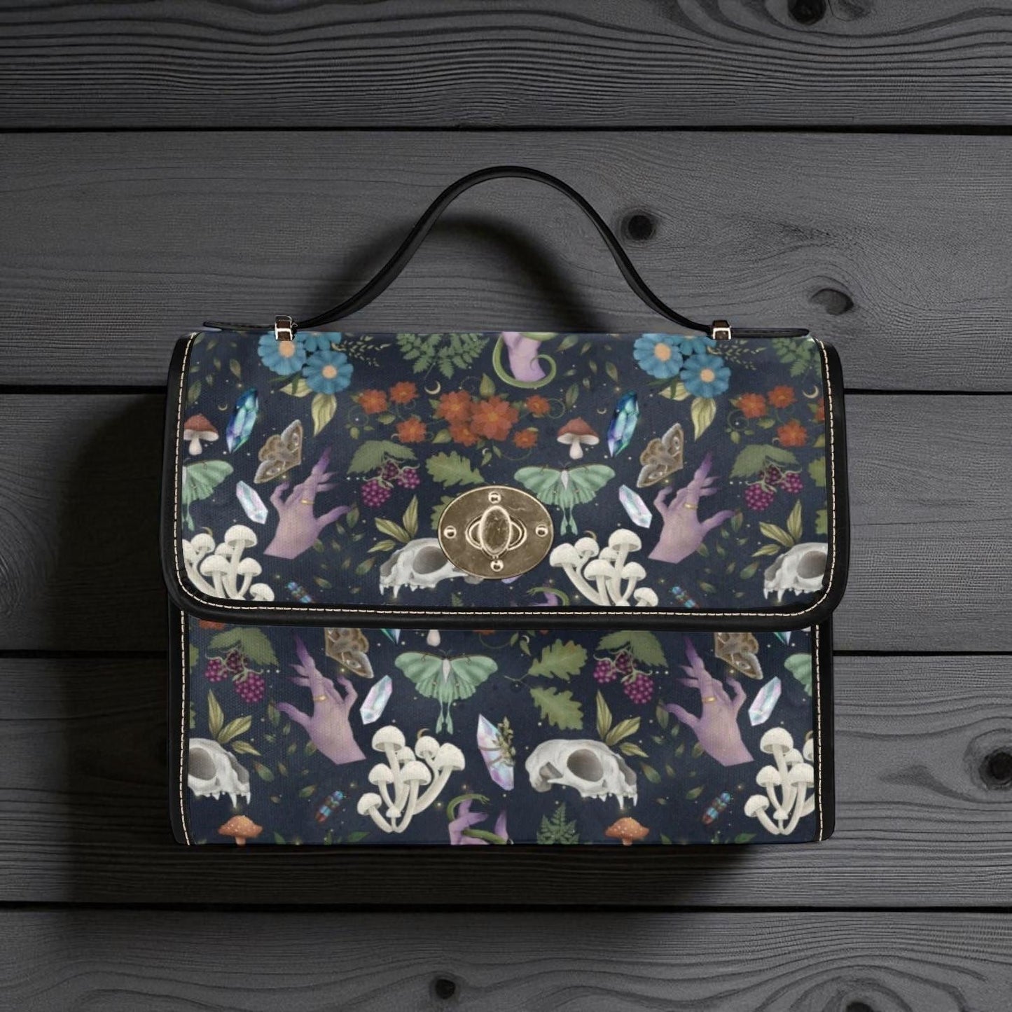 Occult Mushroom Forest Backpack, Witchy Cottagecore Diaper Bag, Mystical Woodland Travel Bag