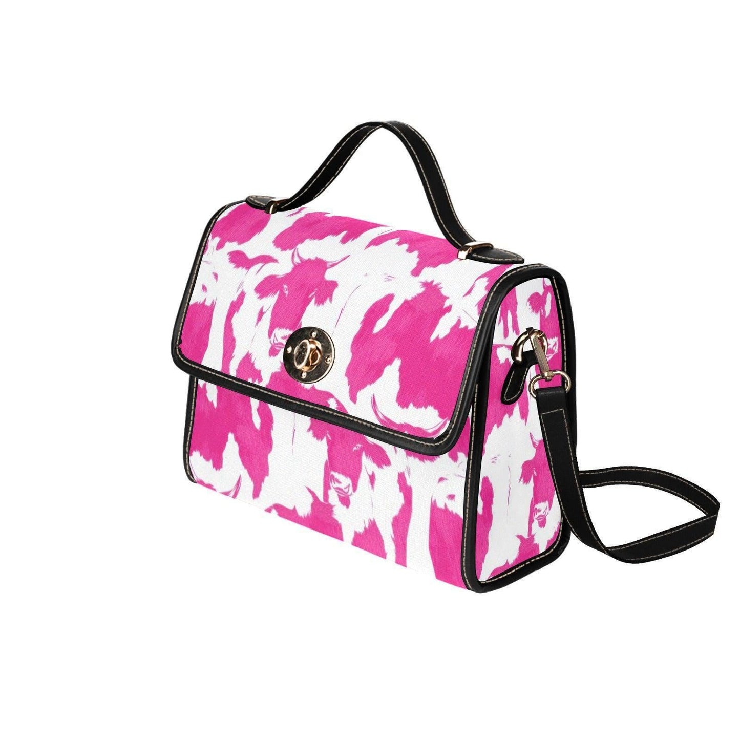 Pink Cow Print Purse, Western Top Handle Handbag, Cowgirl Statement Bag