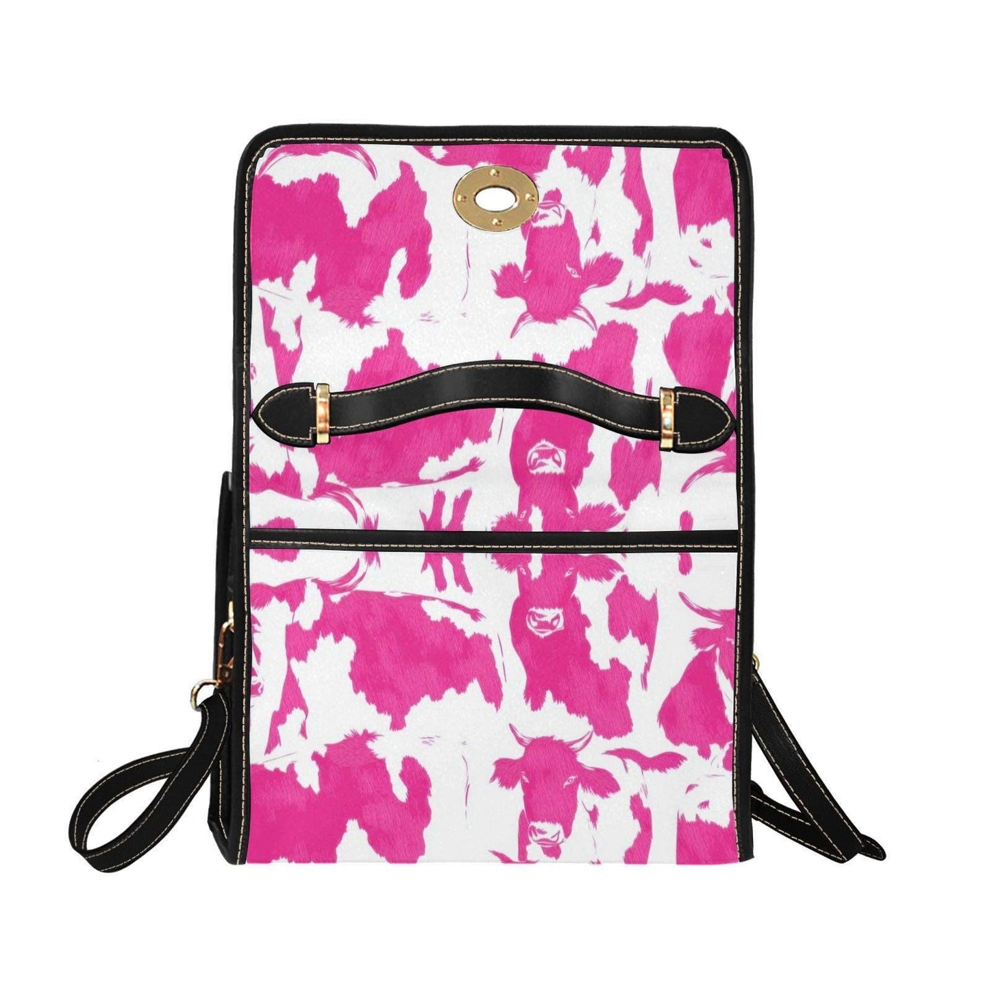 Pink Cow Print Purse, Western Top Handle Handbag, Cowgirl Statement Bag