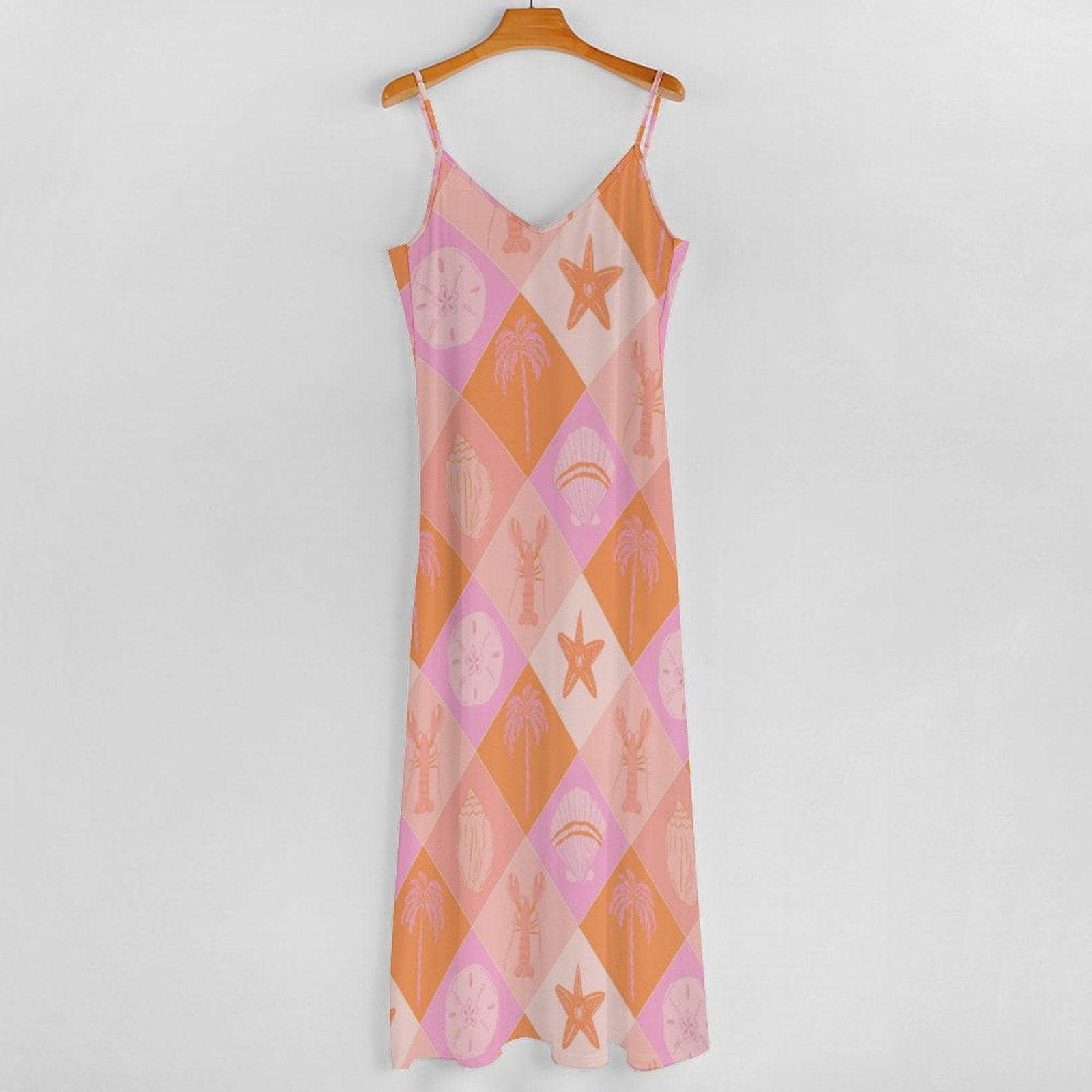 Pastel Beachcore Maxi Dress, Coastal Vibes Summer Dress, Y2K Soft Girl Aesthetic Sundress, Pink Ocean Shell Dress, Mermaidcore Outfit