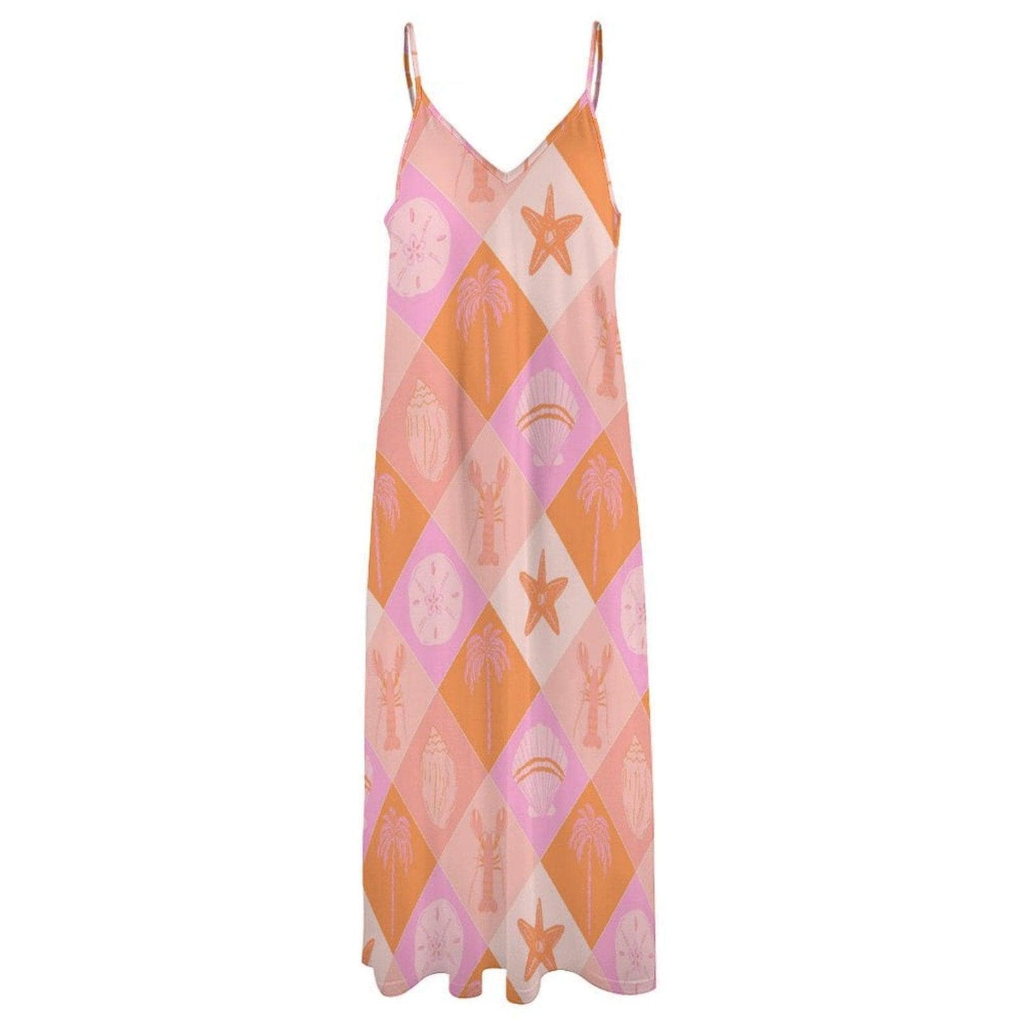 Pastel Beachcore Maxi Dress, Coastal Vibes Summer Dress, Y2K Soft Girl Aesthetic Sundress, Pink Ocean Shell Dress, Mermaidcore Outfit