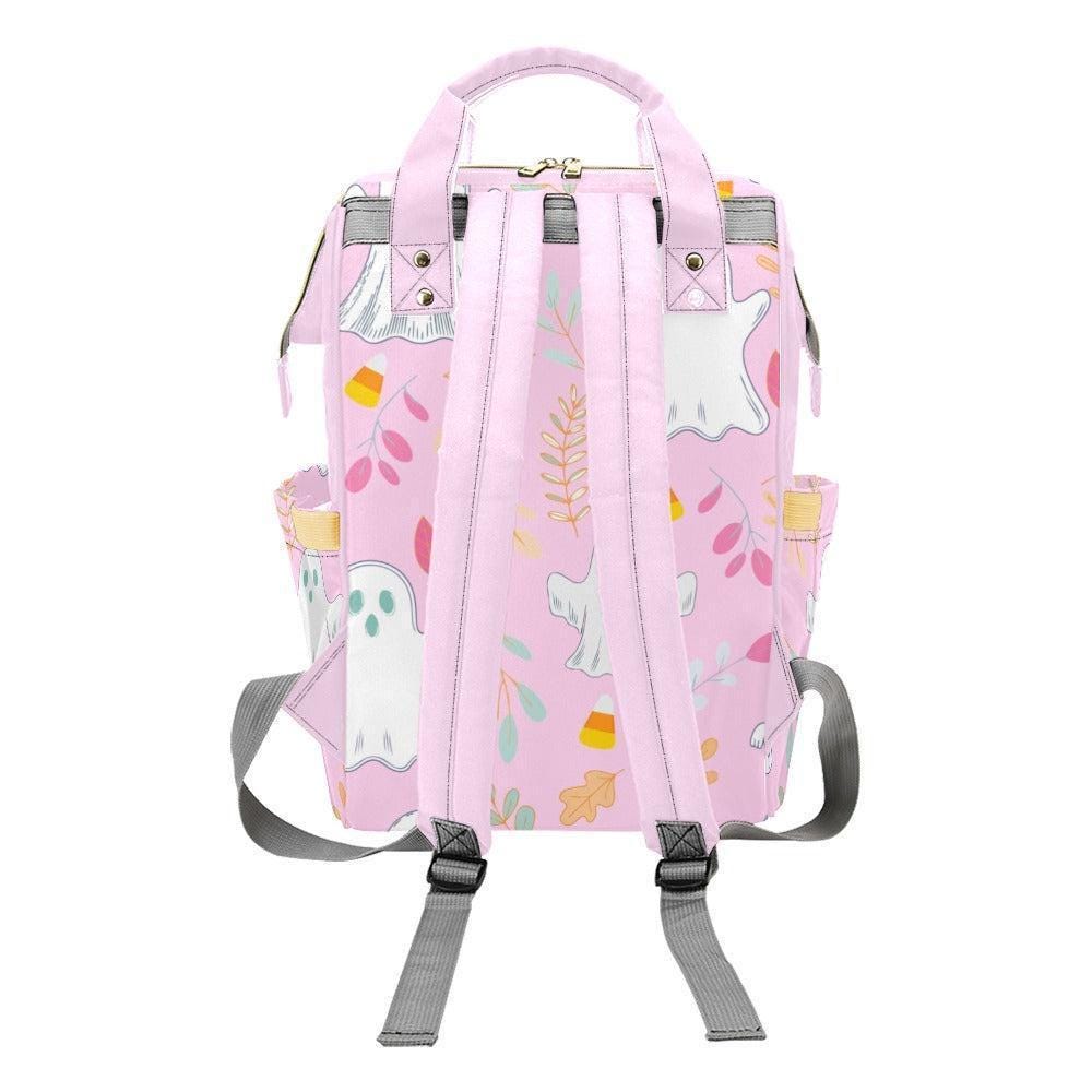 Halloween Diaper Bag Backpack, Ghost Mom Bag, Baby Travel Bag, Pink Stroller Organizer