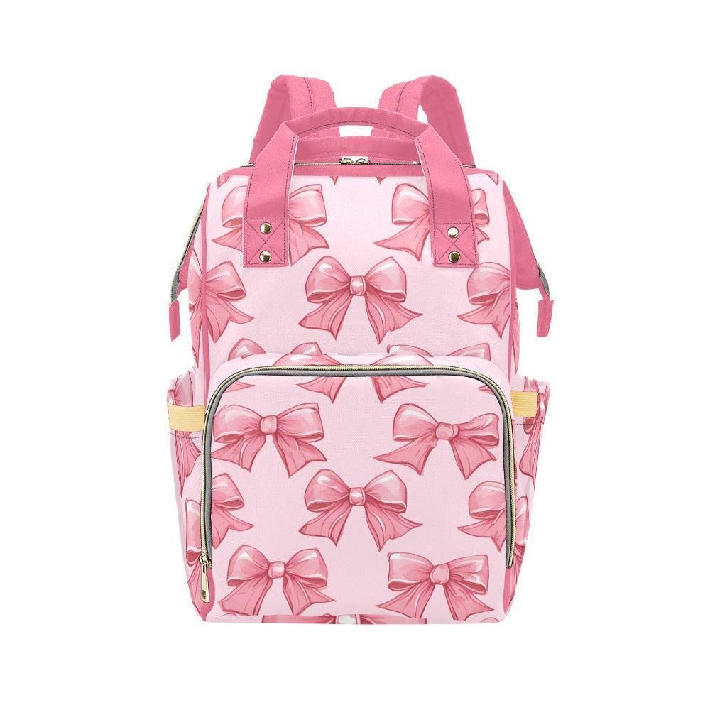 Bow Diaper Backpack, Pink Mom Backpack, Baby Travel Bag, Nursery Organizer