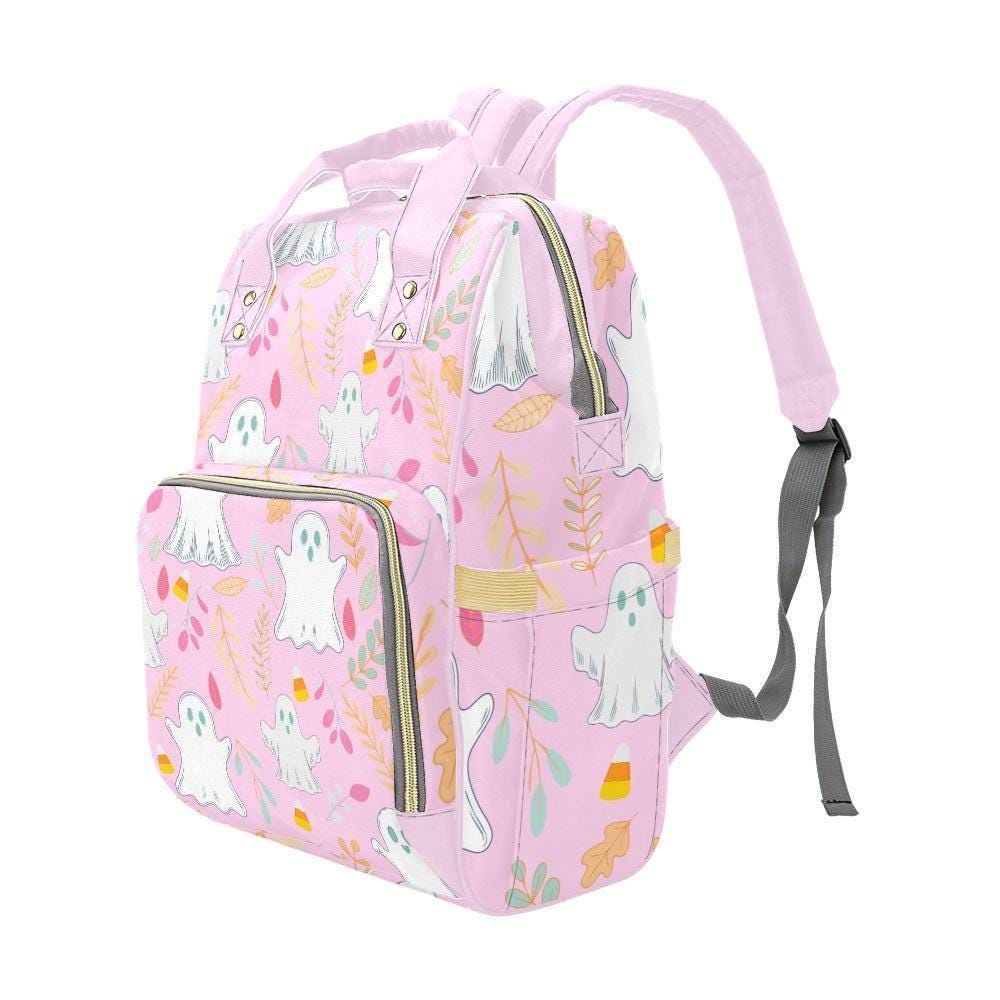Halloween Diaper Bag Backpack, Ghost Mom Bag, Baby Travel Bag, Pink Stroller Organizer