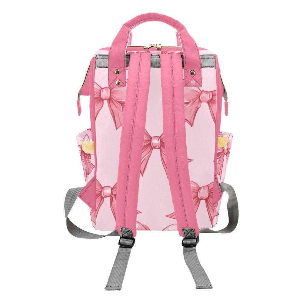 Bow Diaper Backpack, Pink Mom Backpack, Baby Travel Bag, Nursery Organizer