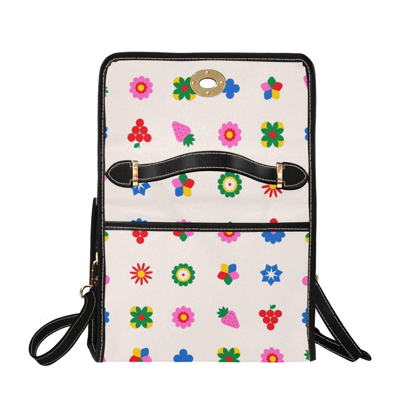 Groovy Flower Satchel Purse, Strawberry Cherry Top Handle Bag