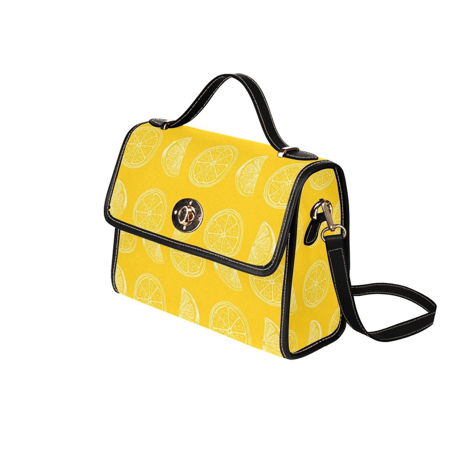 Citrus Lemon Pattern, Summer Fruit Print, Bright Yellow Bag, Cute Crossbody Purse, Tropical Style Gift, Playful Accessory,Fresh Fruit Design