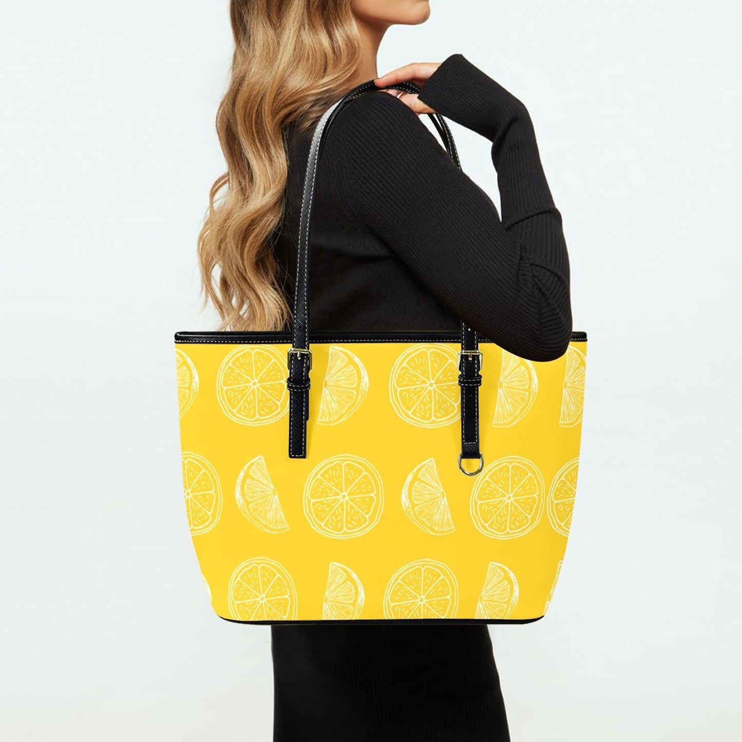 Lemon Tote Bag, Citrus Slice Shopper Purse, Yellow Summer Carryall for Resort Days