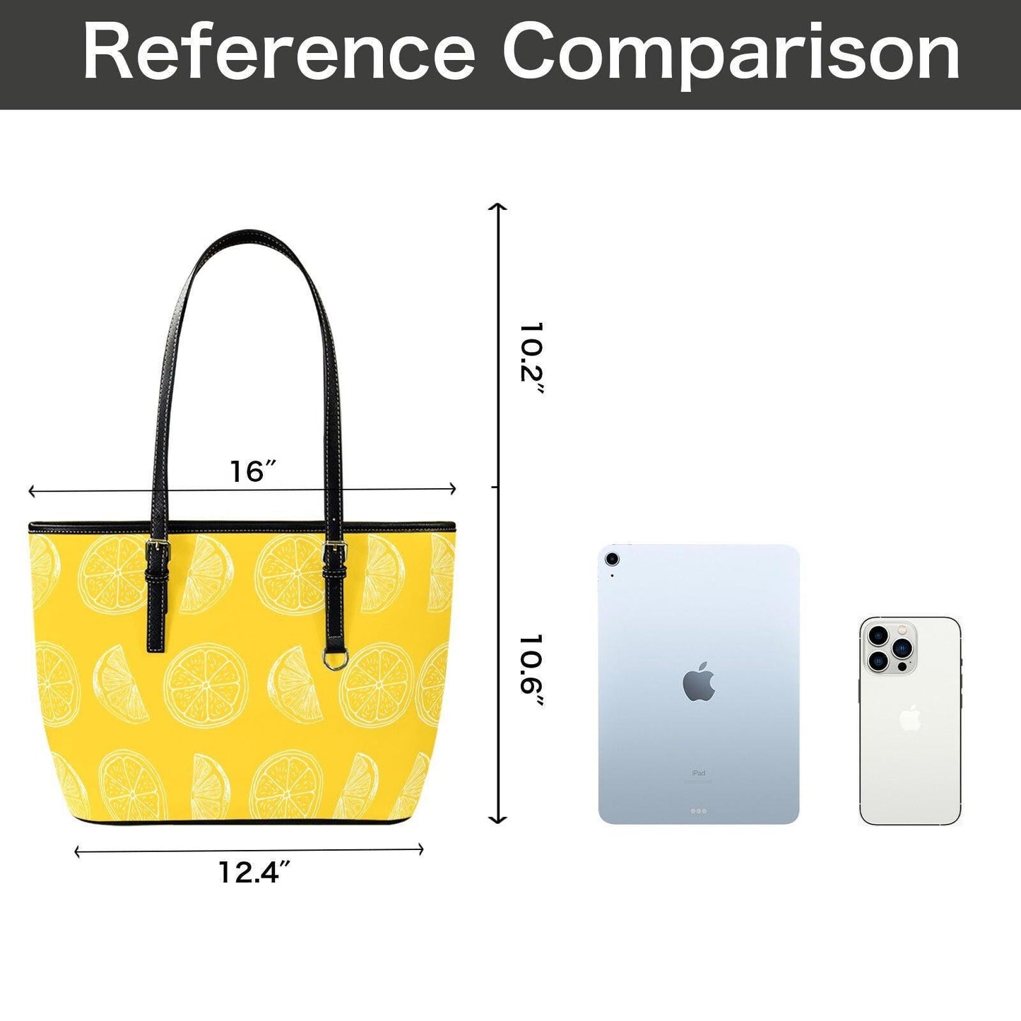 Lemon Tote Bag, Citrus Slice Shopper Purse, Yellow Summer Carryall for Resort Days
